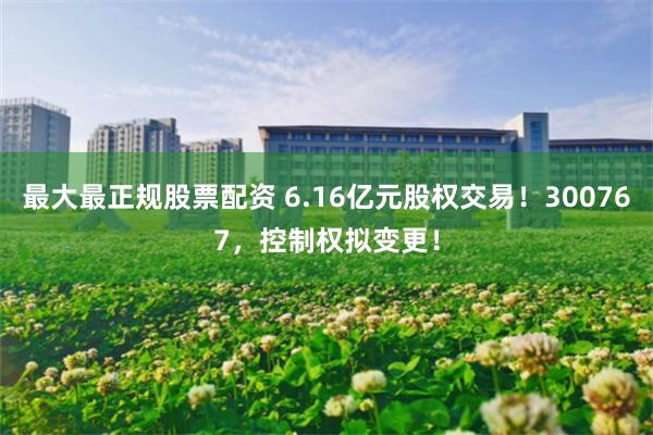 最大最正规股票配资 6.16亿元股权交易！300767，控制权拟变更！